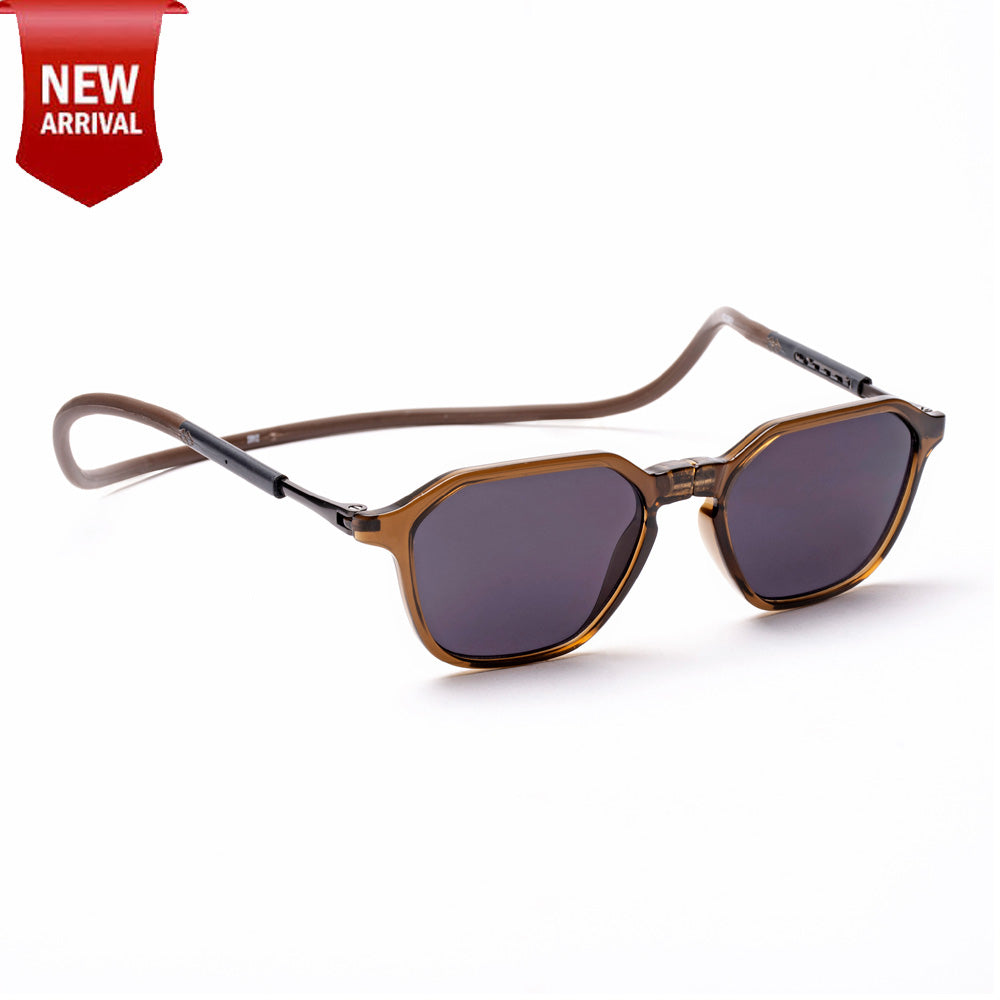 Hexagon Shape- Brown Frame -Magnetic Sunglasses