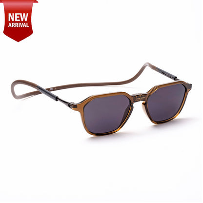 Hexagon Shape- Brown Frame -Magnetic Sunglasses