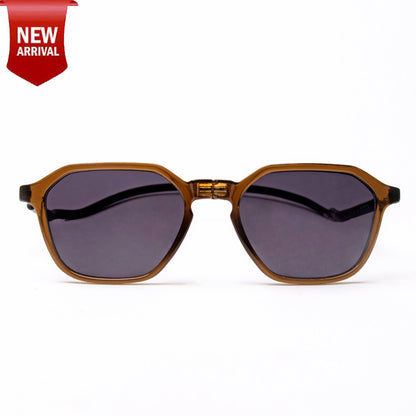 Hexagon Shape- Brown Frame -Magnetic Sunglasses