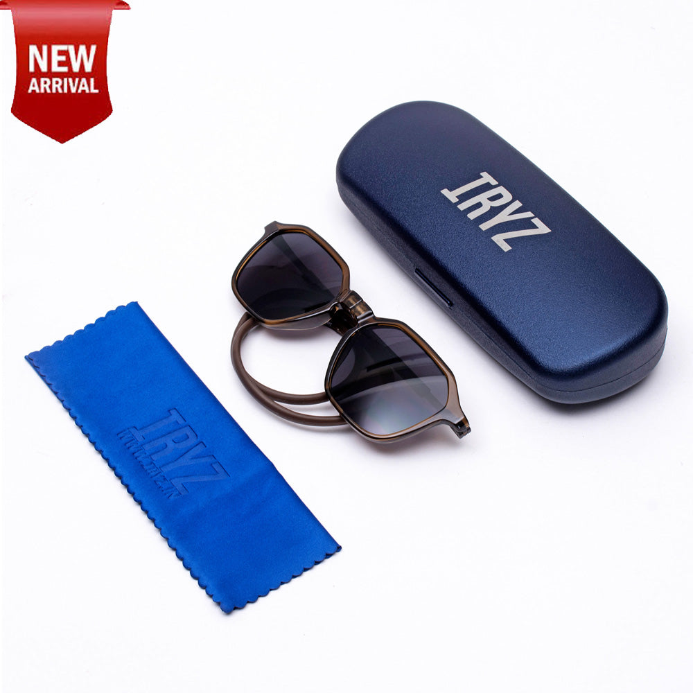 Hexagon Shape- Brown Frame -Magnetic Sunglasses