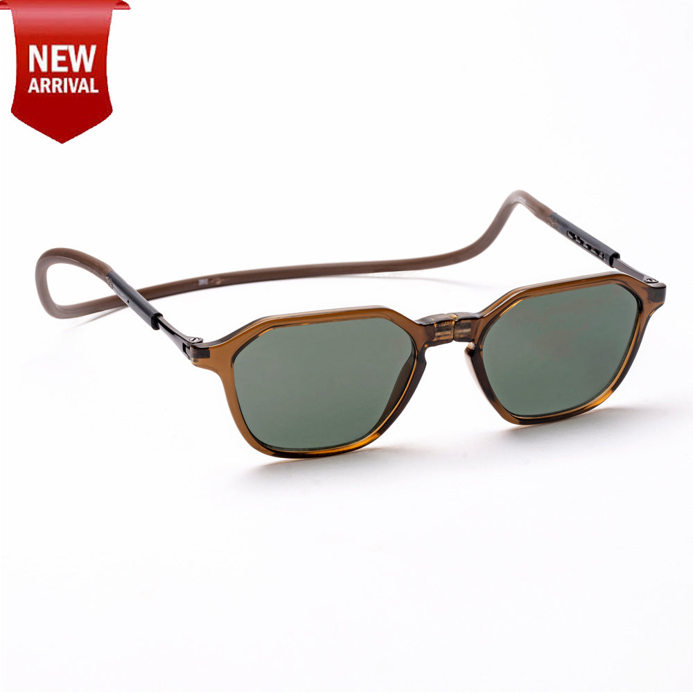 Hexagon Shape- Brown Frame -Magnetic Sunglasses