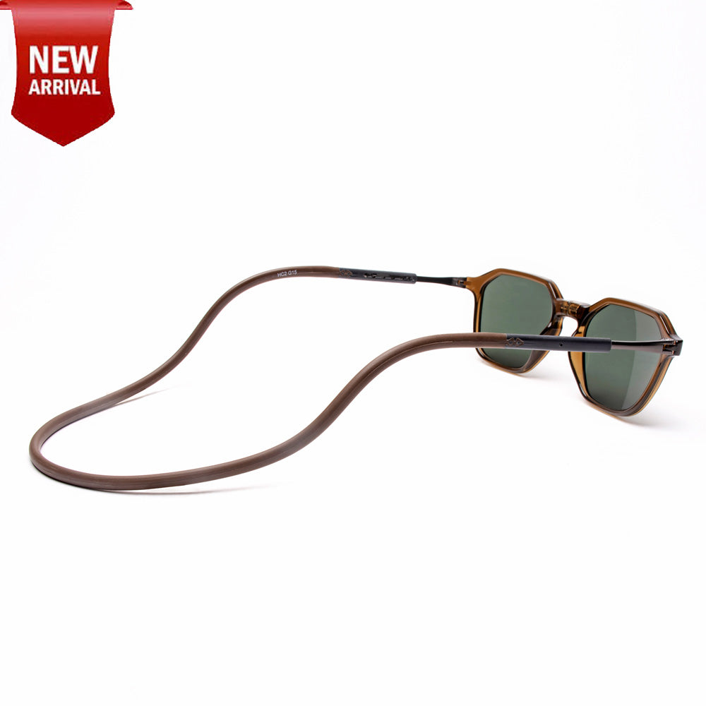 Hexagon Shape- Brown Frame -Magnetic Sunglasses