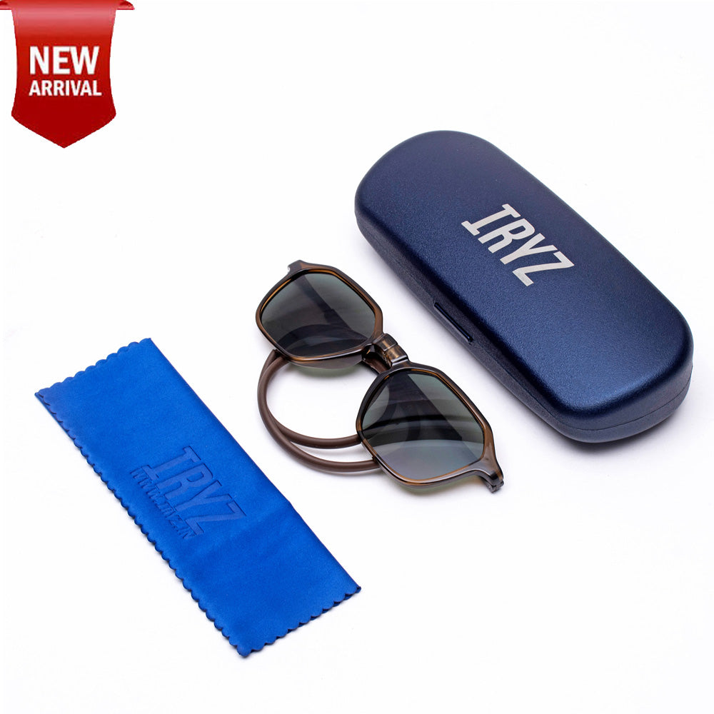 Hexagon Shape- Brown Frame -Magnetic Sunglasses