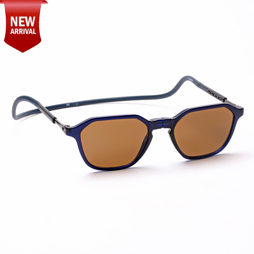 Hexagon Shape- Dark Blue Frame -Magnetic Sunglasses