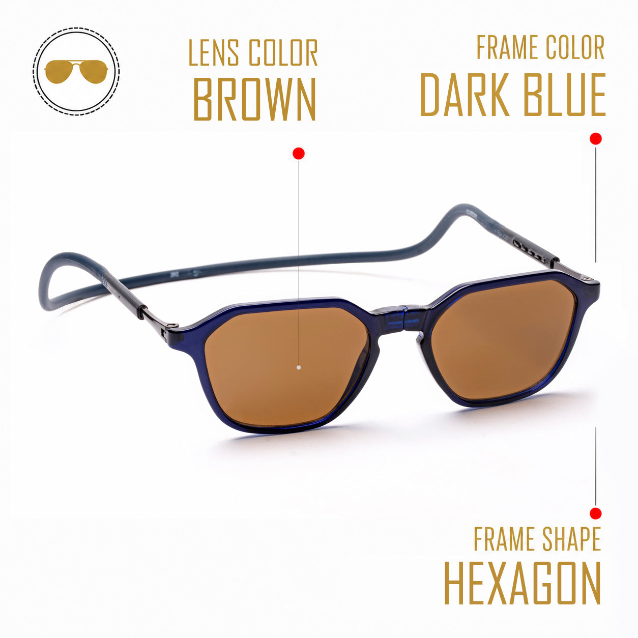 Hexagon Shape- Dark Blue Frame -Magnetic Sunglasses