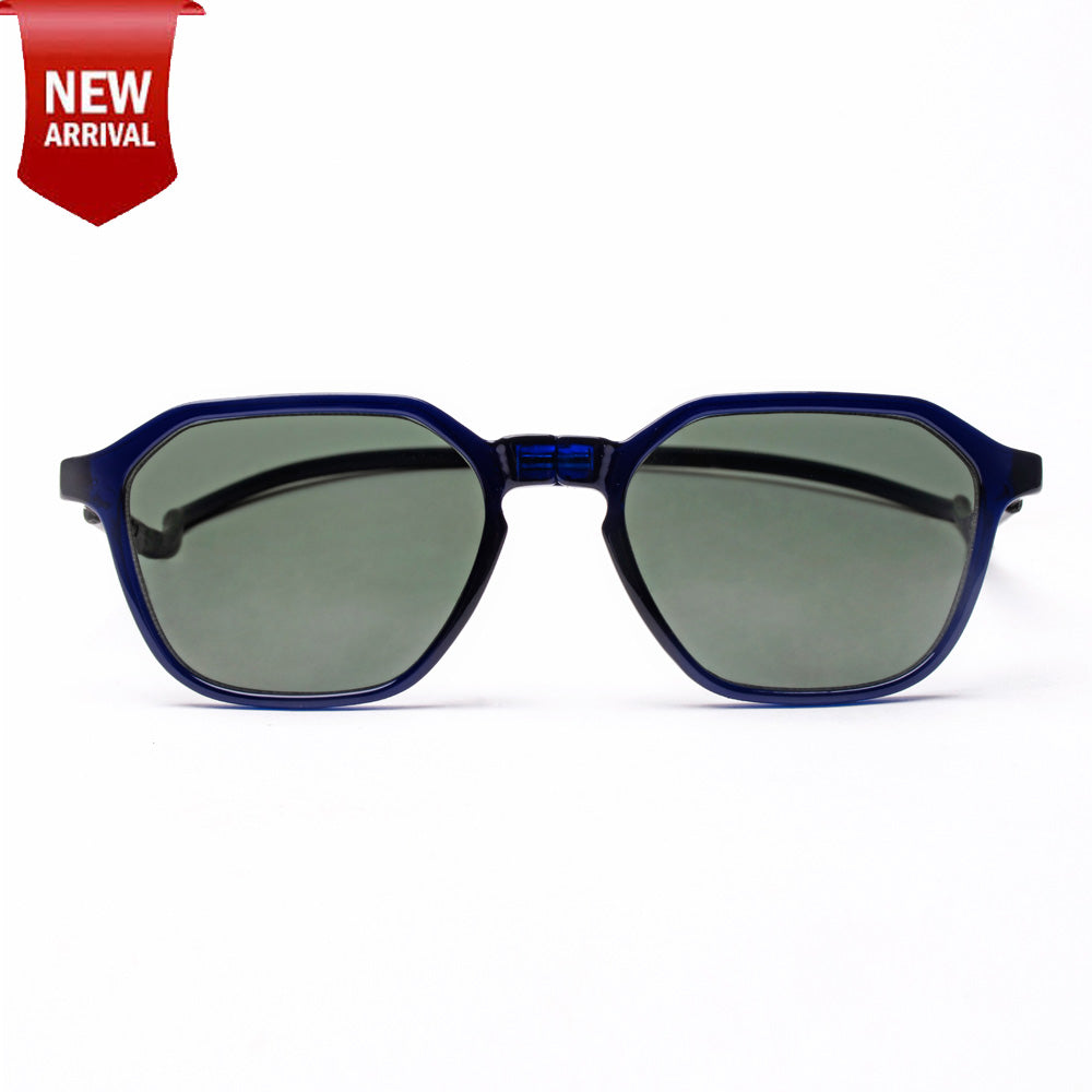 Hexagon Shape- Dark Blue Frame -Magnetic Sunglasses