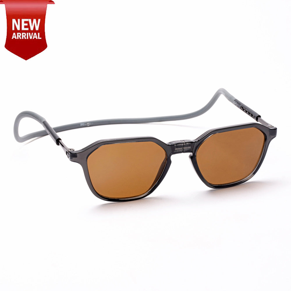 Hexagon Shape- Dark Grey Frame -Magnetic Sunglasses