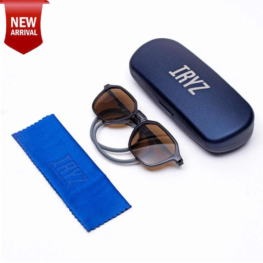 Hexagon Shape- Dark Grey Frame -Magnetic Sunglasses