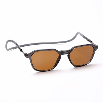 Hexagon Shape- Dark Grey Frame -Magnetic Sunglasses