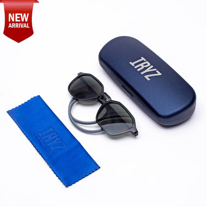 Hexagon Shape- Dark Grey Frame -Magnetic Sunglasses