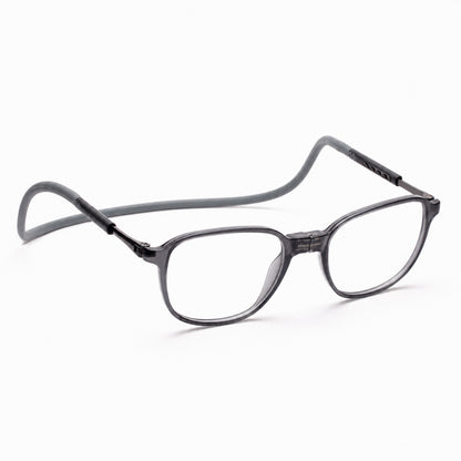 Rounded Square Hang In Neck Reading Glasses With Flexible Head Band.