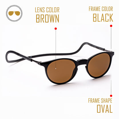 Oval - Black Frame -Magnetic Sunglasses