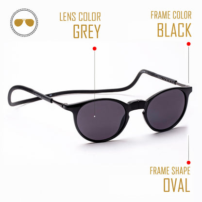 Oval - Black Frame -Magnetic Sunglasses