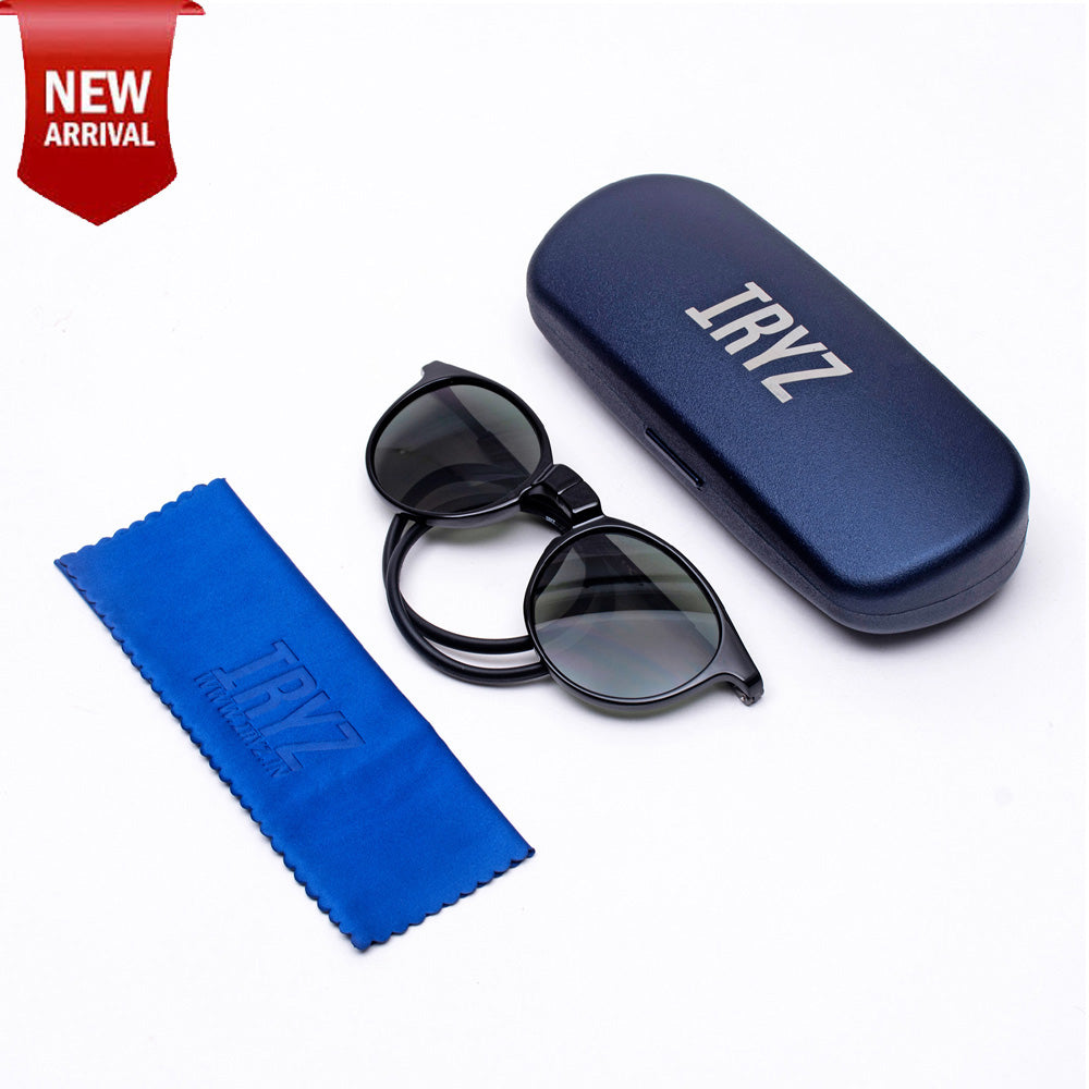 Oval - Black Frame -Magnetic Sunglasses