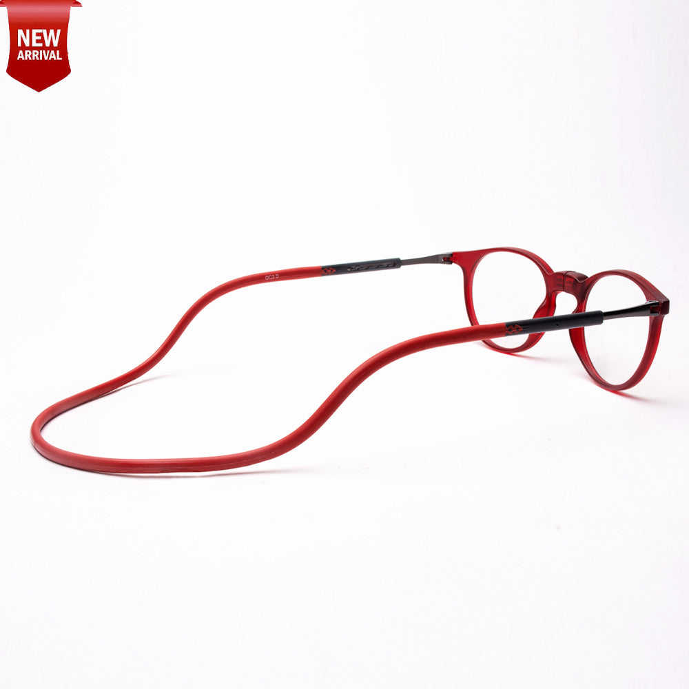 Oval Hang In Neck Reading Glasses With Flexible Head Band.
