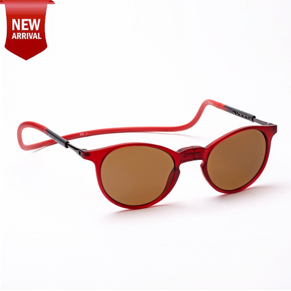 Oval- Matte Red Frame -Magnetic Sunglasses