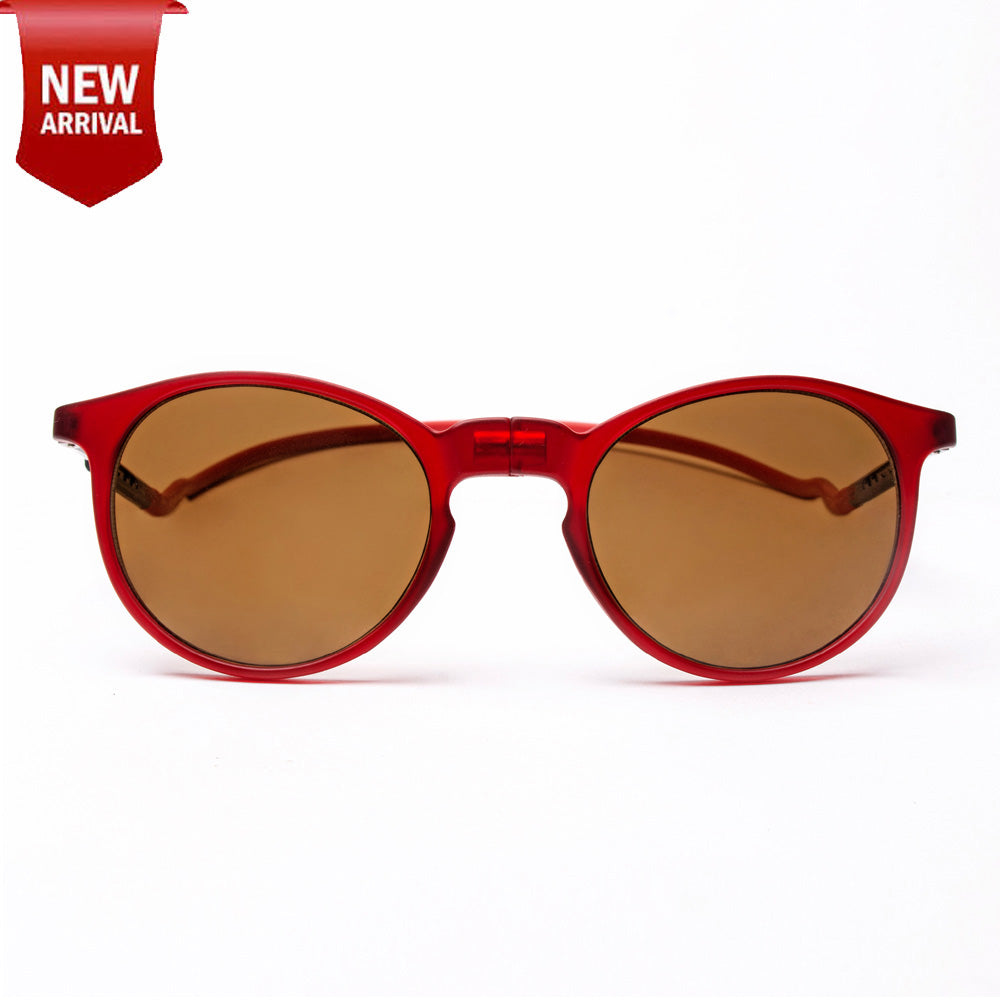 Oval- Matte Red Frame -Magnetic Sunglasses