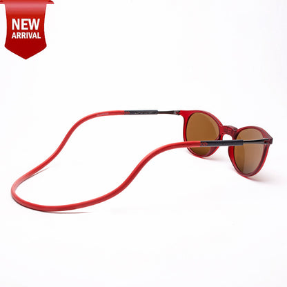 Oval- Matte Red Frame -Magnetic Sunglasses
