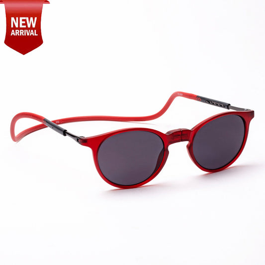 Oval- Matte Red Frame -Magnetic Sunglasses