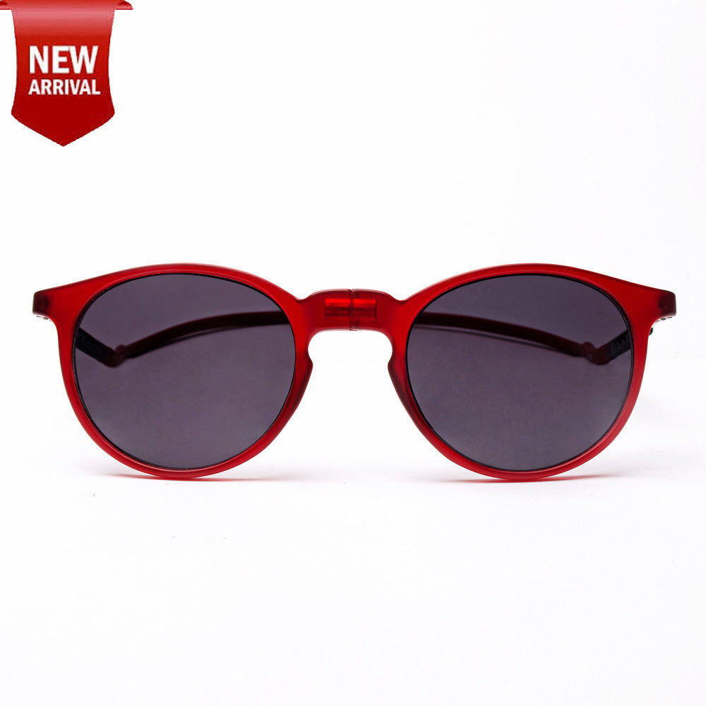Oval- Matte Red Frame -Magnetic Sunglasses