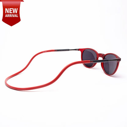 Oval- Matte Red Frame -Magnetic Sunglasses