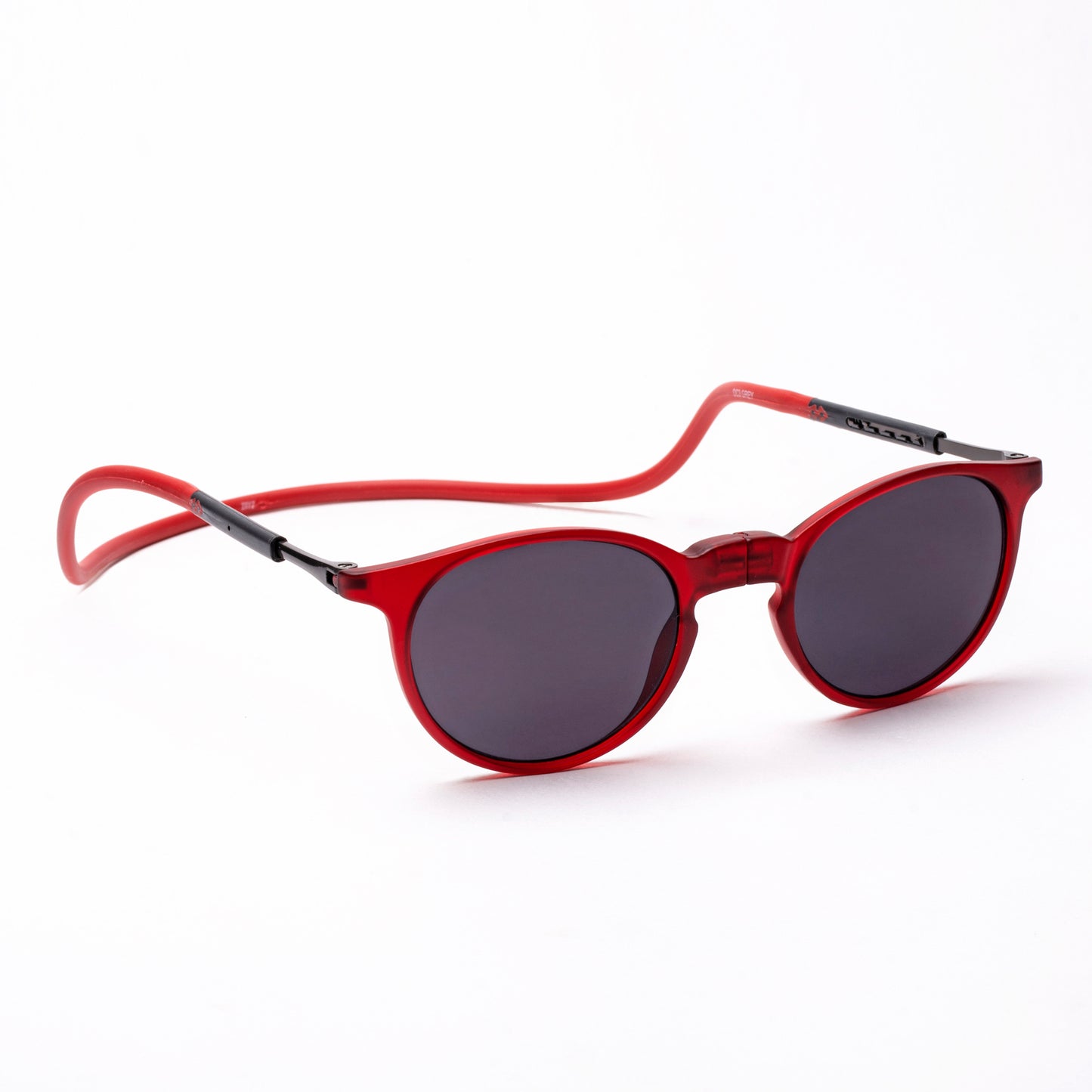 Oval- Matte Red Frame -Magnetic Sunglasses