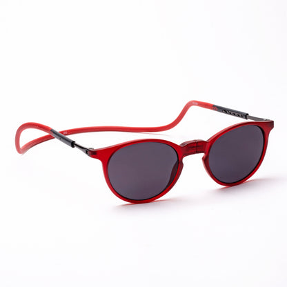 Oval- Matte Red Frame -Magnetic Sunglasses
