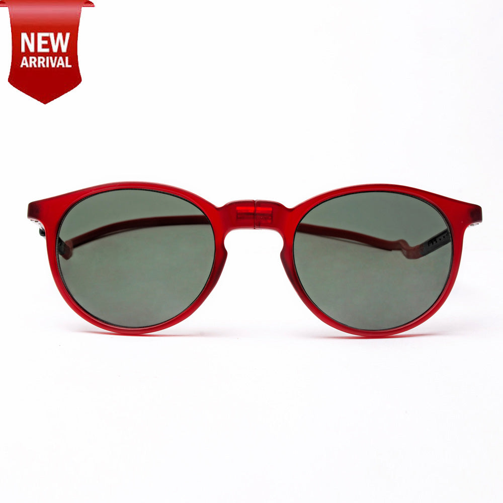 Oval- Matte Red Frame -Magnetic Sunglasses