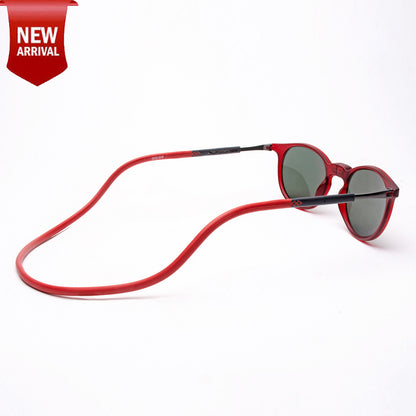 Oval- Matte Red Frame -Magnetic Sunglasses