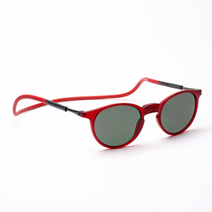 Oval- Matte Red Frame -Magnetic Sunglasses
