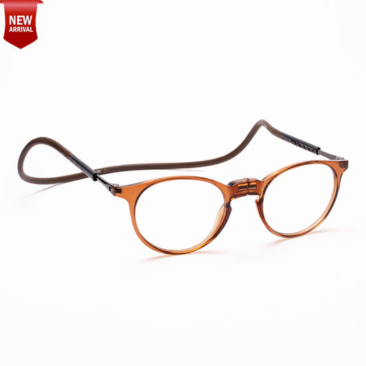 Oval Hang In Neck Reading Glasses With Flexible Head Band.