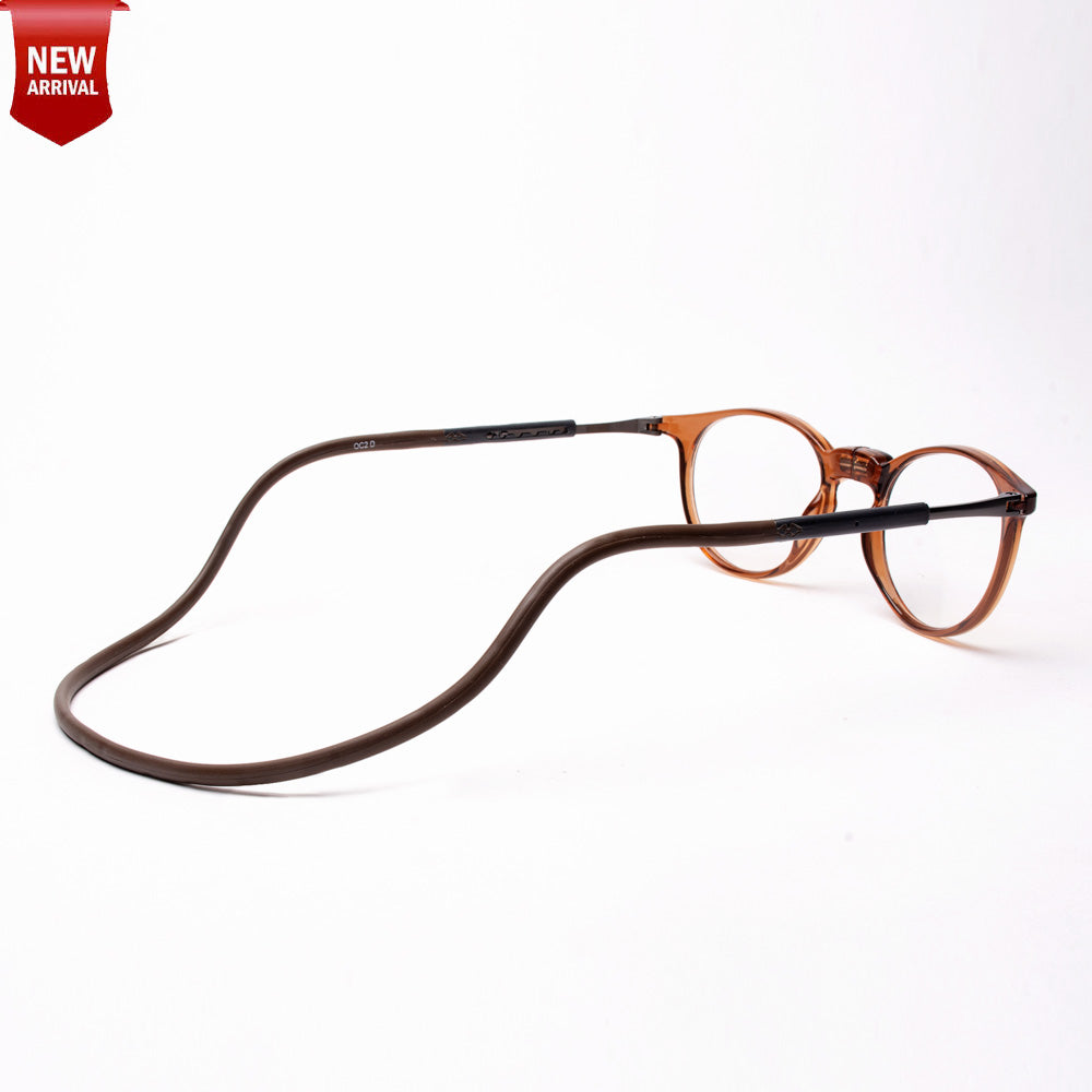 Oval Hang In Neck Reading Glasses With Flexible Head Band.