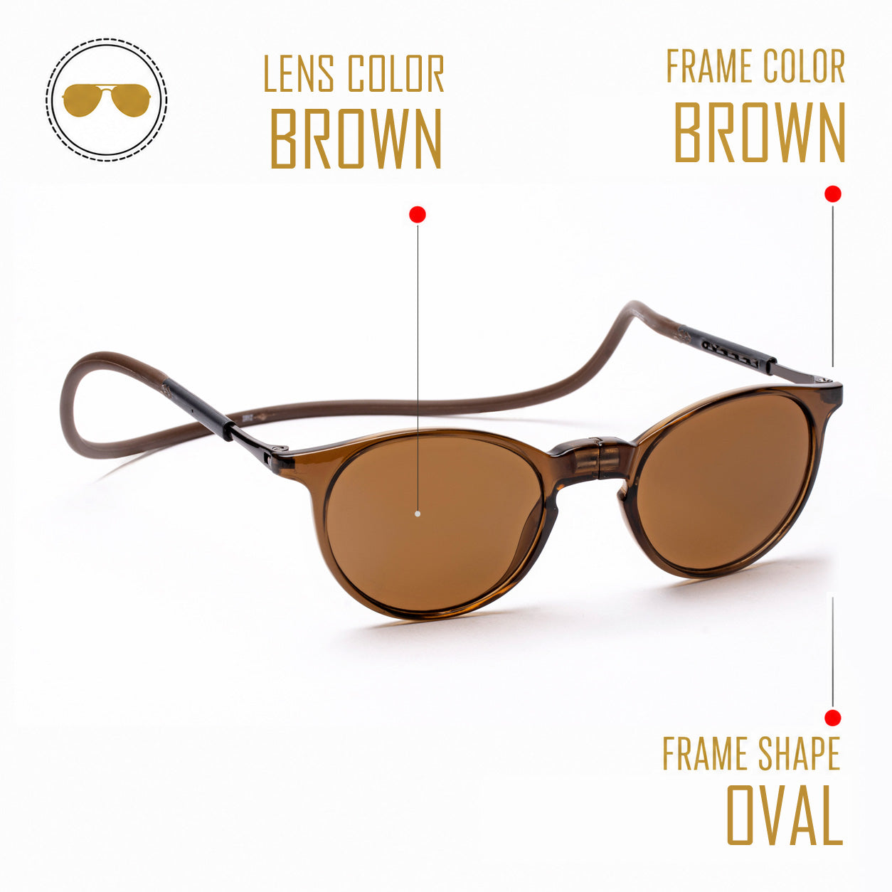 Oval- Brown Frame -Magnetic Sunglasses