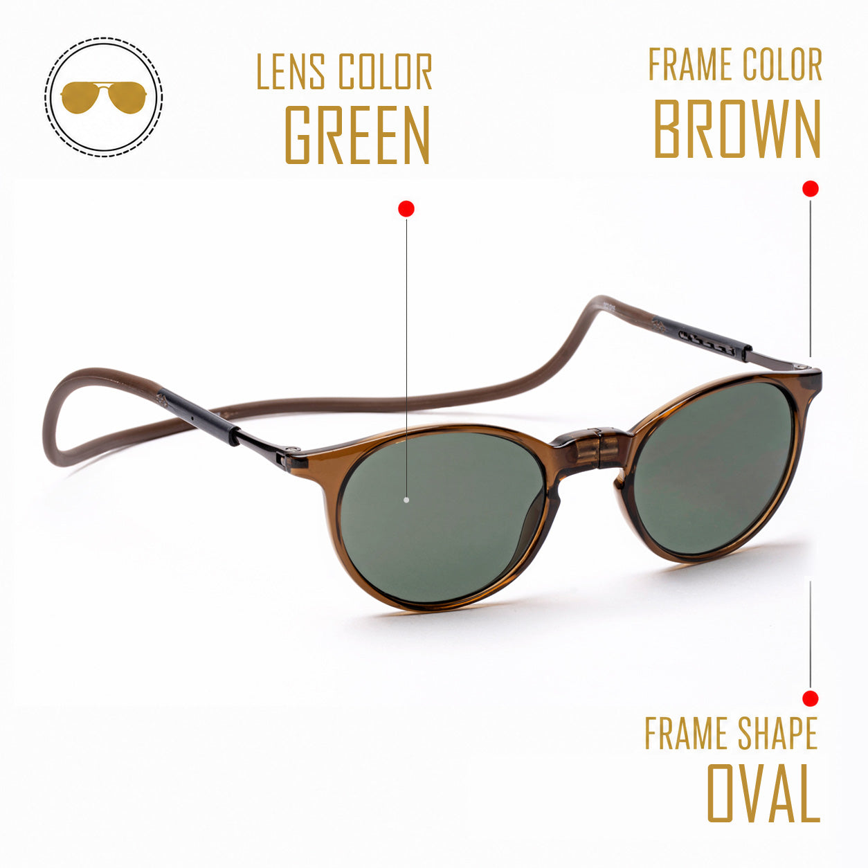 Oval- Brown Frame -Magnetic Sunglasses