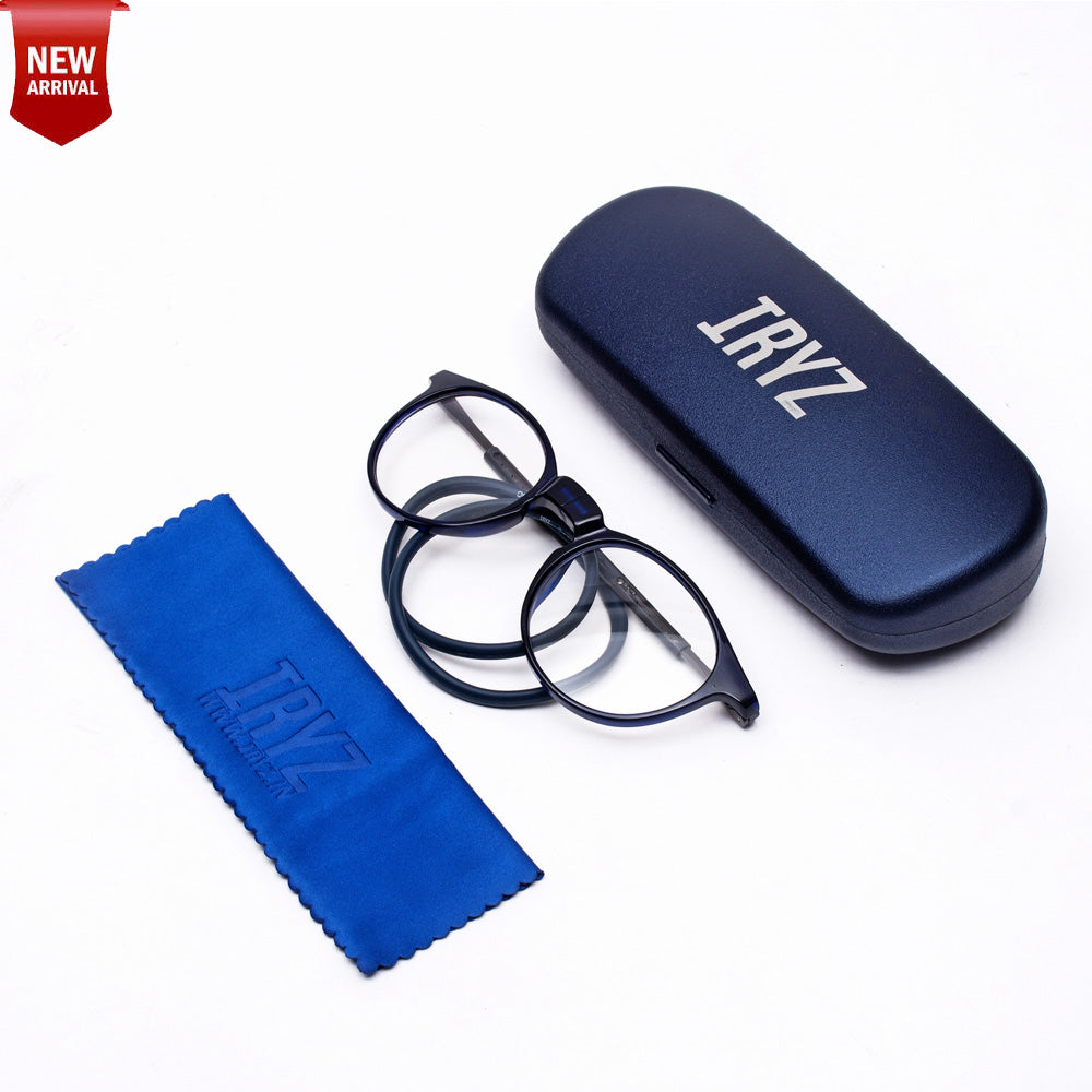Oval Hang In Neck Reading Glasses With Flexible Head Band.
