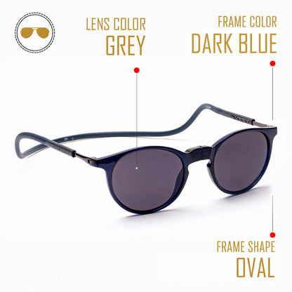 Oval- Dark Blue Frame -Magnetic Sunglasses