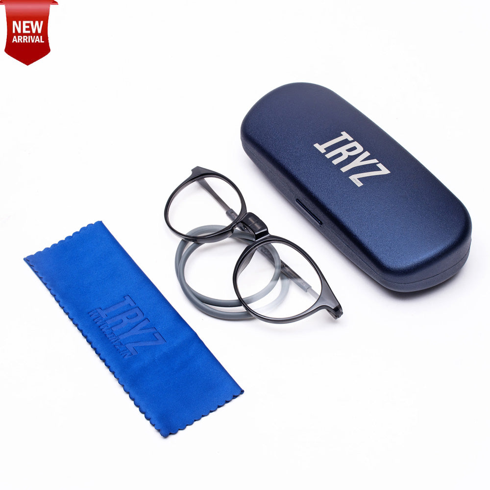 Oval Hang In Neck Reading Glasses With Flexible Head Band.