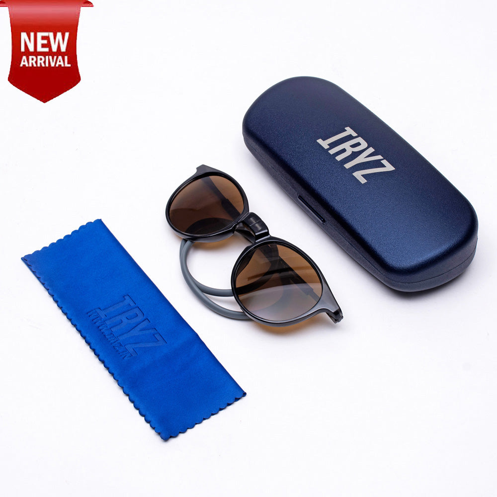 Oval- Dark Grey Frame -Magnetic Sunglasses
