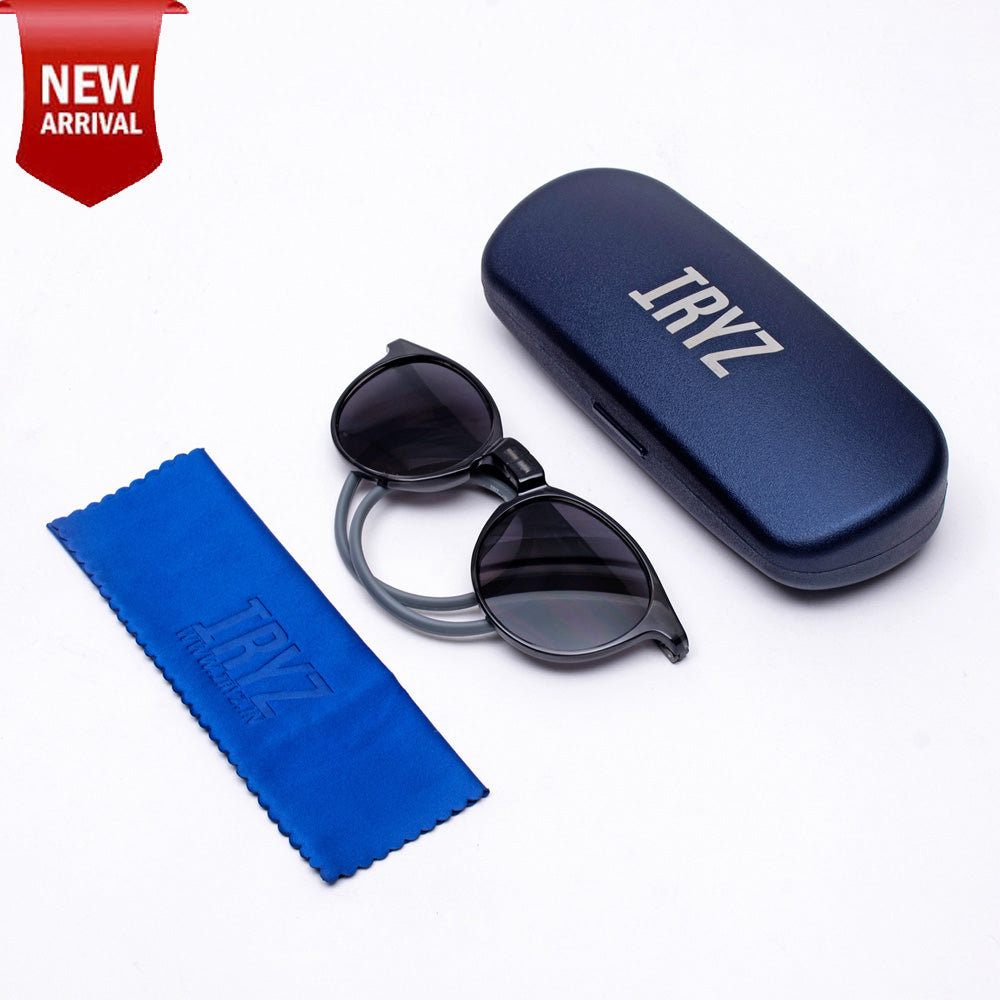 Oval- Dark Grey Frame -Magnetic Sunglasses