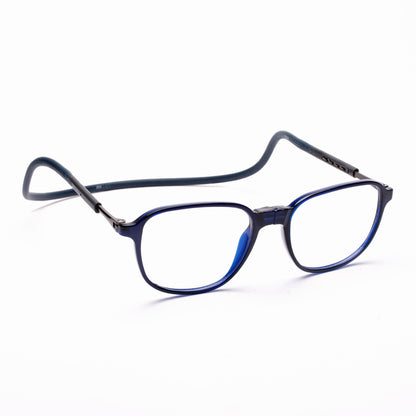 Rounded Square Hang In Neck Reading Glasses With Flexible Head Band.