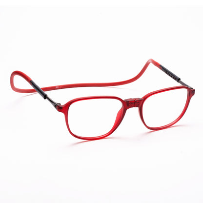 Rounded Square Hang In Neck Reading Glasses With Flexible Head Band.