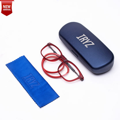 Vintage Square Hang In Neck Reading Glasses With Flexible Head Band.