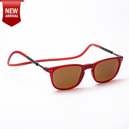 Vintage Square- Matte Red Frame -Magnetic Sunglasses (VC23)