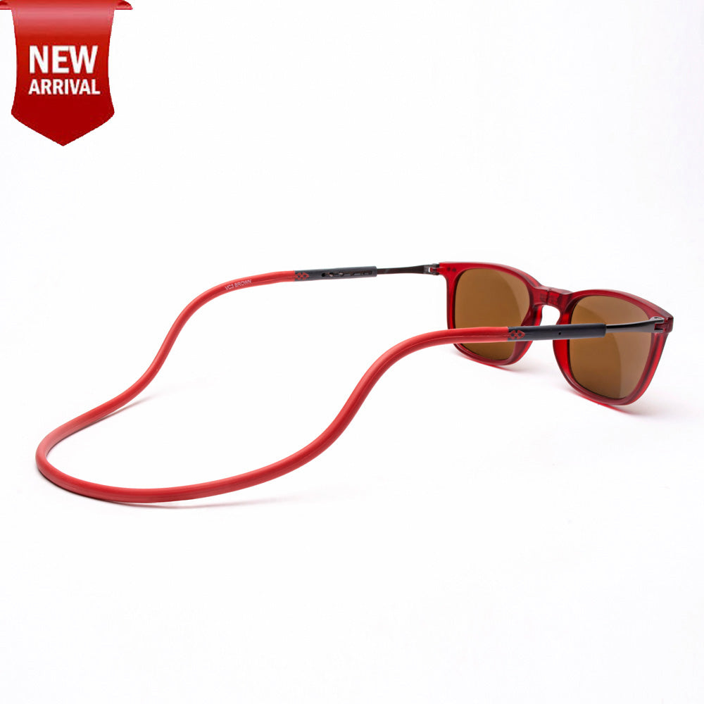Vintage Square- Matte Red Frame -Magnetic Sunglasses (VC23)