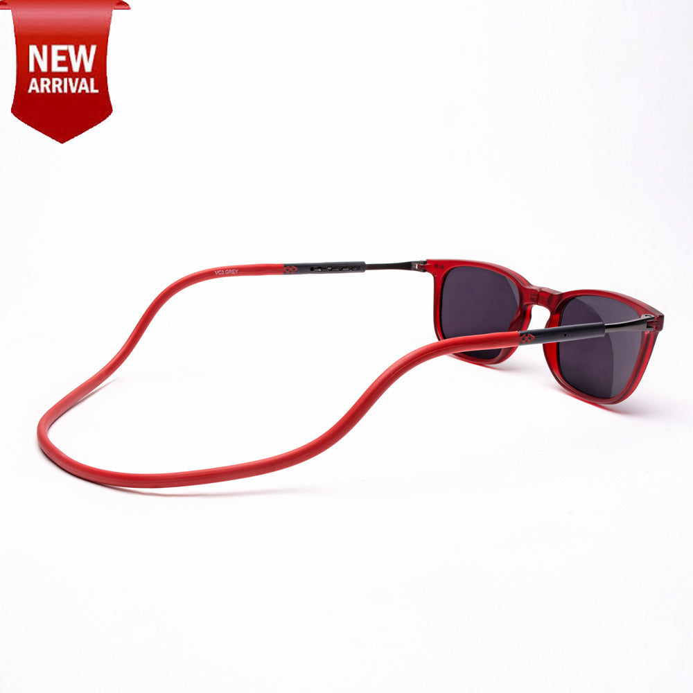 Vintage Square- Matte Red Frame -Magnetic Sunglasses (VC24)