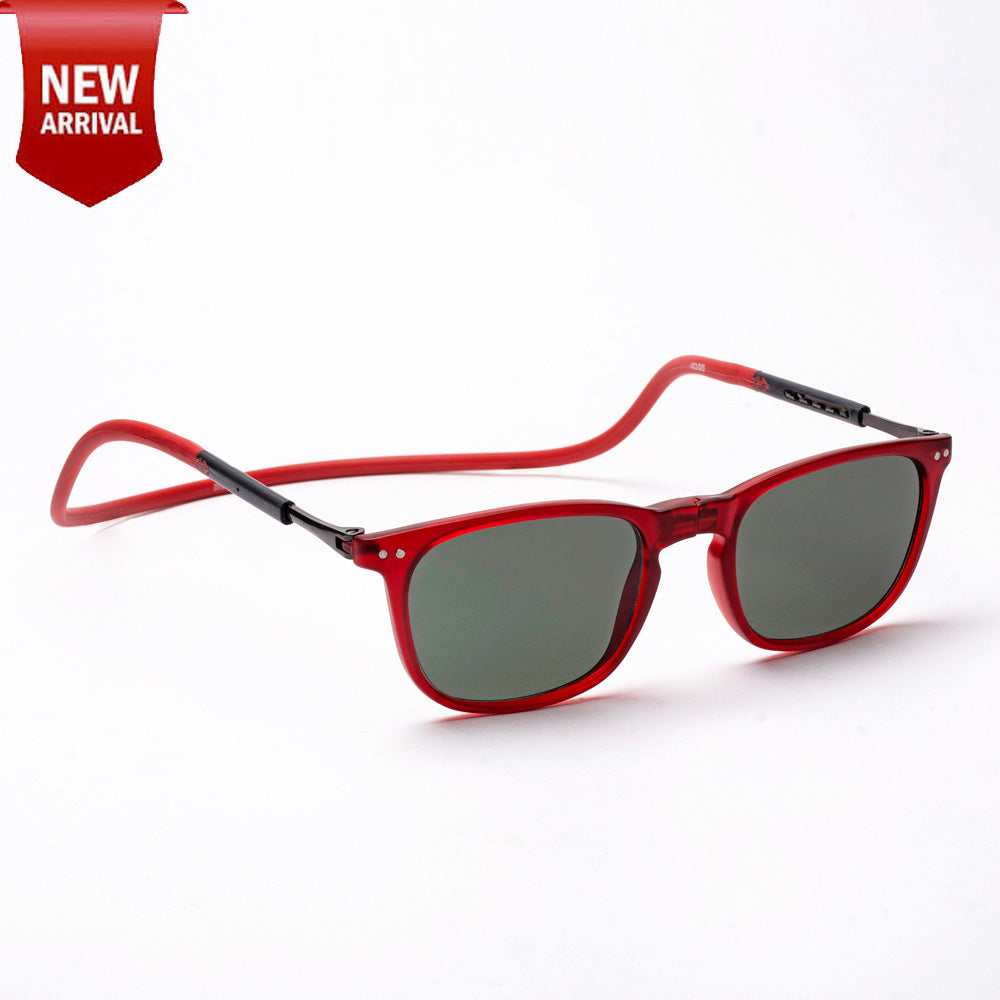 Vintage Square- Matte Red Frame -Magnetic Sunglasses (VC21)