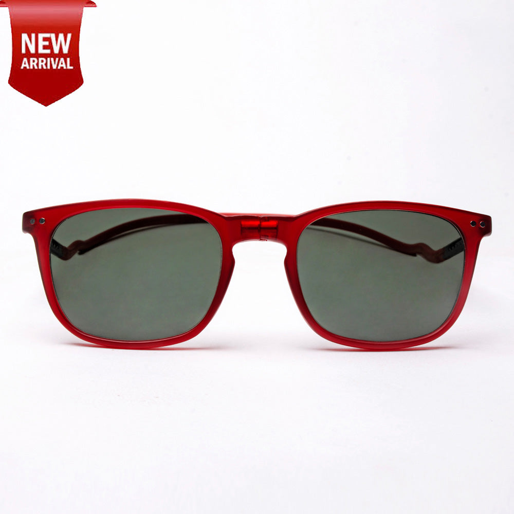 Vintage Square- Matte Red Frame -Magnetic Sunglasses (VC21)