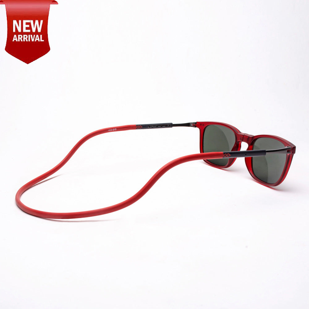 Vintage Square- Matte Red Frame -Magnetic Sunglasses (VC21)