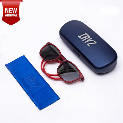 Vintage Square- Matte Red Frame -Magnetic Sunglasses (VC21)