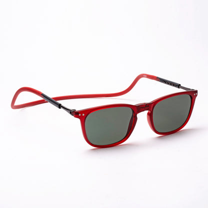 Vintage Square- Matte Red Frame -Magnetic Sunglasses (VC23)